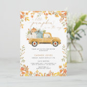 小さなかぼちゃの秋の赤ちゃん男女兼用シャワー 招待状 (スタンド正面)