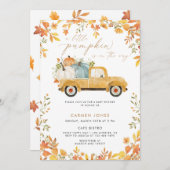 小さなかぼちゃの秋の赤ちゃん男女兼用シャワー 招待状 (正面/裏面)