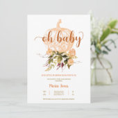 小さなかぼちゃの秋の赤ちゃん男女兼用シャワー 招待状 (スタンド正面)