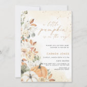 小さなかぼちゃの秋の赤ちゃん男女兼用シャワー 招待状 (正面)