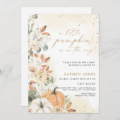 小さなかぼちゃの秋の赤ちゃん男女兼用シャワー 招待状 (正面/裏面)