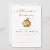 小さなかぼちゃの秋の赤ちゃん男女兼用シャワー 招待状 (正面)