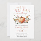 小さなかぼちゃの秋の赤ちゃん男女兼用シャワー 招待状 (正面)