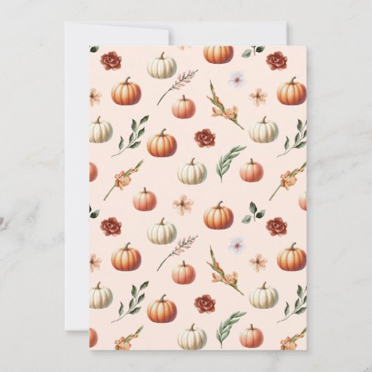 小さなかぼちゃの秋の赤ちゃん男女兼用シャワー 招待状 (裏面)
