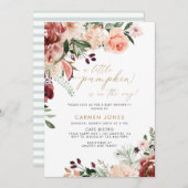 小さなかぼちゃの秋の赤ちゃん男女兼用シャワー 招待状 (正面/裏面)