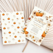 小さなかぼちゃの秋の赤ちゃん男女兼用シャワー 招待状