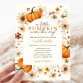 小さなかぼちゃの秋の赤ちゃん男女兼用シャワー 招待状