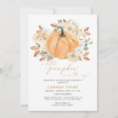 小さなかぼちゃの秋の赤ちゃん男女兼用シャワー 招待状 (正面)