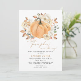 小さなかぼちゃの秋の赤ちゃん男女兼用シャワー 招待状