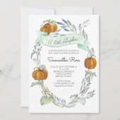 小さなかぼちゃの秋の赤ちゃん男女兼用シャワー 招待状 (正面)