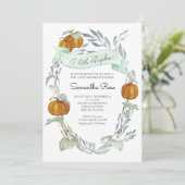 小さなかぼちゃの秋の赤ちゃん男女兼用シャワー 招待状 (スタンド正面)