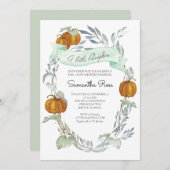 小さなかぼちゃの秋の赤ちゃん男女兼用シャワー 招待状 (正面/裏面)