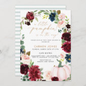 小さなかぼちゃの秋の赤ちゃん男女兼用シャワー 招待状 (正面/裏面)