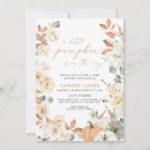 小さなかぼちゃの秋の赤ちゃん男女兼用シャワー 招待状 (正面)