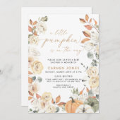 小さなかぼちゃの秋の赤ちゃん男女兼用シャワー 招待状 (正面/裏面)