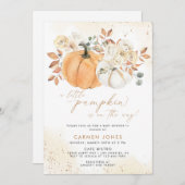 小さなかぼちゃの秋の赤ちゃん男女兼用シャワー 招待状 (正面/裏面)