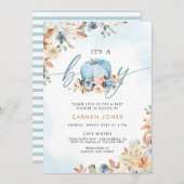 小さなかぼちゃの秋の赤ちゃん男女兼用シャワー 招待状 (正面/裏面)