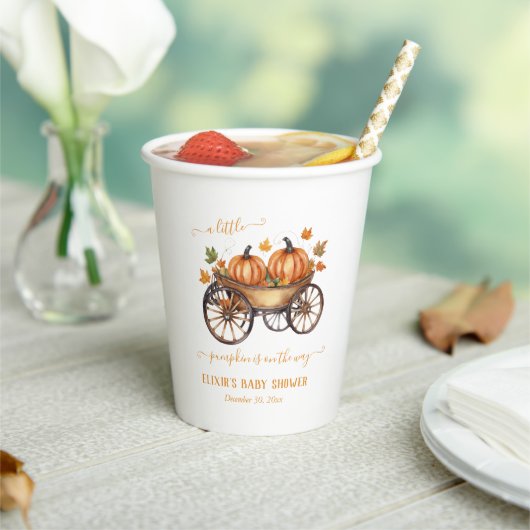 小さなかぼちゃの秋の赤ちゃん男女兼用シャワー 紙コップ (インサイチュ)