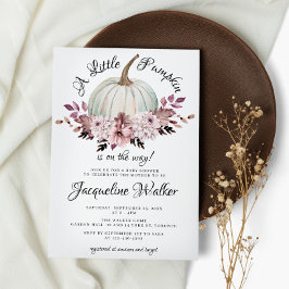 小さなかぼちゃの秋エレガントな紫の花 招待状