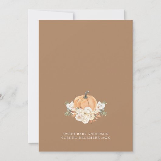 小さなかぼちゃの秋ピンクの女の子ベビーシャワー 招待状 (裏面)