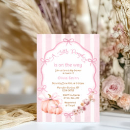 小さなかぼちゃの秋ピンクベビーシャワー招待状 招待状