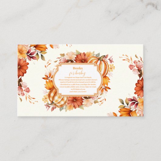 小さなかぼちゃの秋フローラベビー本ベビー エンクロージャーカード (正面)