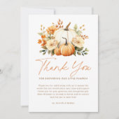 小さなかぼちゃの秋フローラ赤ちゃんシャワー サンキューカード (正面)