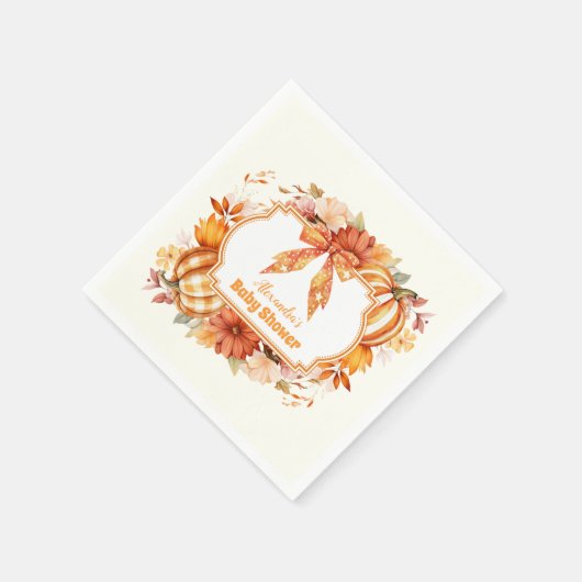 小さなかぼちゃの秋フローラ赤ちゃんシャワー スタンダードカクテルナプキン (角)
