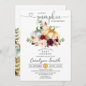 小さなかぼちゃの秋フローラ赤ちゃんシャワー 招待状 (正面/裏面)