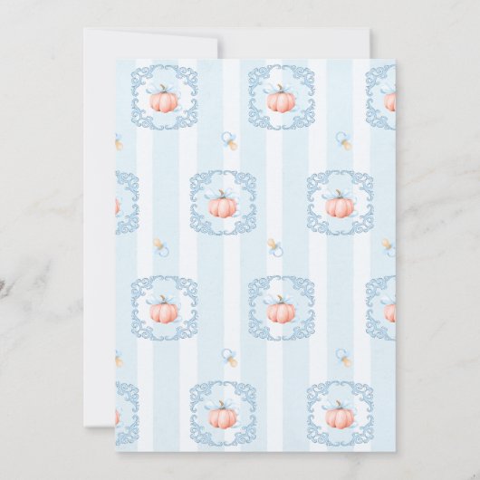 小さなかぼちゃの秋ブルーボウベイビーシャワー 招待状 (裏面)