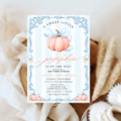 小さなかぼちゃの秋ブルーボウベイビーシャワー 招待状