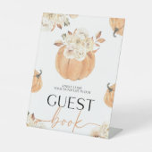 小さなかぼちゃの秋ベビーシャワーゲストブックサイン 台座サイン (正面)