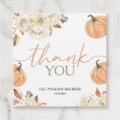 小さなかぼちゃの秋ベビーシャワースクエア フェイバータグ (正面)