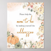 小さなかぼちゃの秋ベビーシャワー封筒ステーション ポスター (正面)