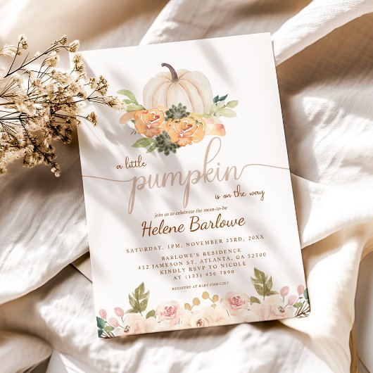 小さなかぼちゃの秋ボホベイビーシャワー 招待状