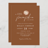 小さなかぼちゃの秋中性モダン赤ちゃんシャワー 招待状 (正面/裏面)