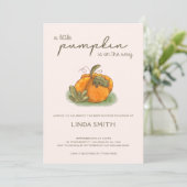 小さなかぼちゃの秋女の子ベイビーシャワー 招待状 (スタンド正面)