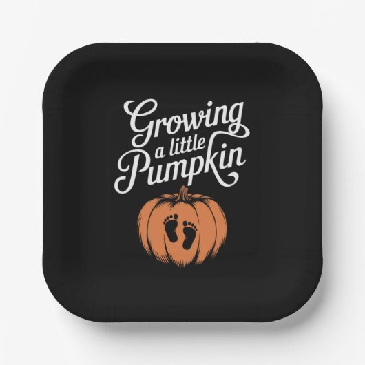 小さなかぼちゃの秋妊娠の成長 ペーパープレート (正面)