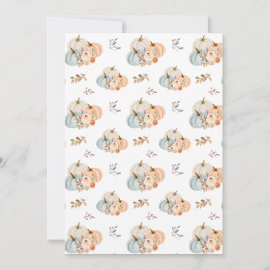 小さなかぼちゃの秋男の子のシャワー 招待状 (裏面)