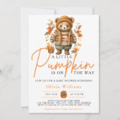小さなかぼちゃの秋秋かわいいクマ赤ちゃんシャワー 招待状 (正面)