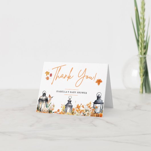 小さなかぼちゃの秋秋のフローラ赤ちゃんシャワー サンキューカード (正面)