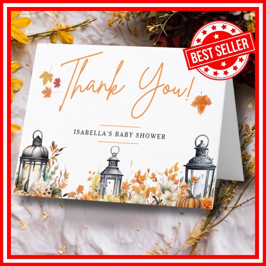 小さなかぼちゃの秋秋のフローラ赤ちゃんシャワー サンキューカード
