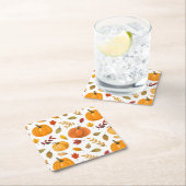 小さなかぼちゃの秋秋のフローラ赤ちゃんシャワー スクエアペーパーコースター (インサイチュ)