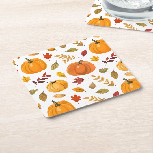 小さなかぼちゃの秋秋のフローラ赤ちゃんシャワー スクエアペーパーコースター (アングル)