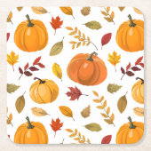 小さなかぼちゃの秋秋のフローラ赤ちゃんシャワー スクエアペーパーコースター (正面)