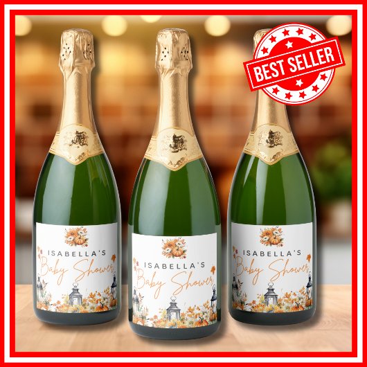 小さなかぼちゃの秋秋のフローラ赤ちゃんシャワー スパークリングワインラベル