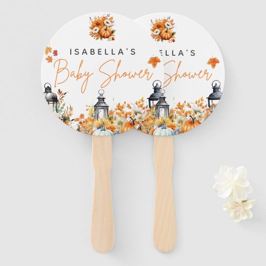 小さなかぼちゃの秋秋のフローラ赤ちゃんシャワー ハンドファン (正面&裏面)