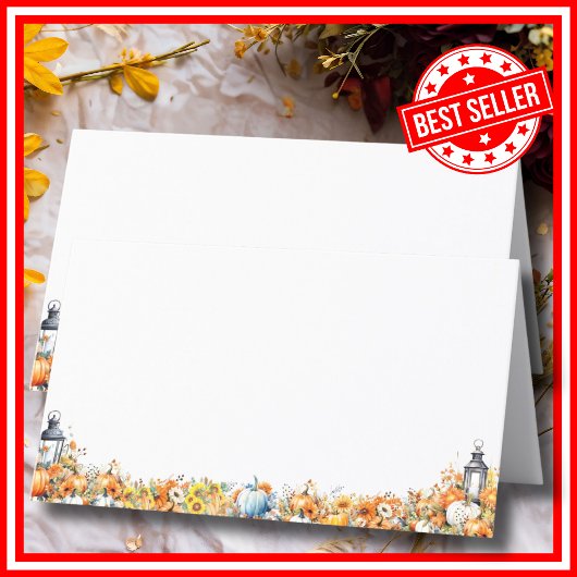 小さなかぼちゃの秋秋のフローラ赤ちゃんシャワー プレイスカード