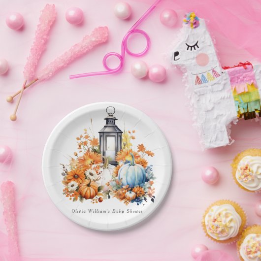 小さなかぼちゃの秋秋のフローラ赤ちゃんシャワー ペーパープレート (パーティー)