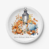 小さなかぼちゃの秋秋のフローラ赤ちゃんシャワー ペーパープレート (正面)